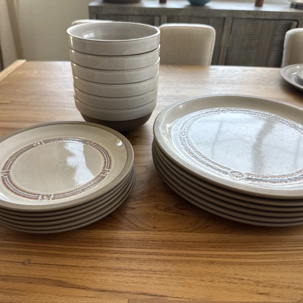 Vintage 18 Pieces Midwinter Stonehenge Marin Dinner/Bread Plates and Bowls Set 6